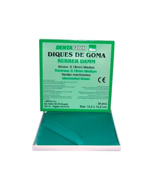 DIQUE GOMA VERDE MENTOL. 36u.