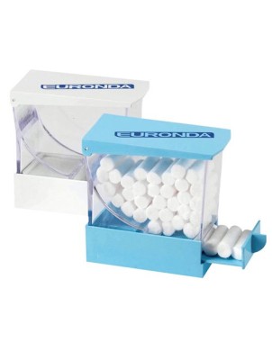 DISPENSADOR DE ROLLOS ALGODON BLANCO
