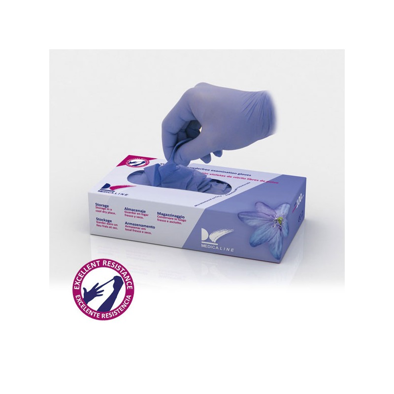GUANTES NITRILO S/P VIOLETA GRANDES 100u