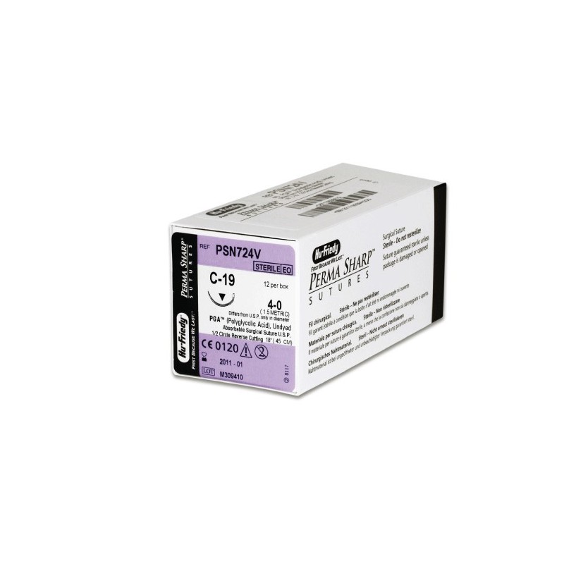 SUTURA HU-FRIEDY PGA incoloro 4-0 19 inverso 1/2