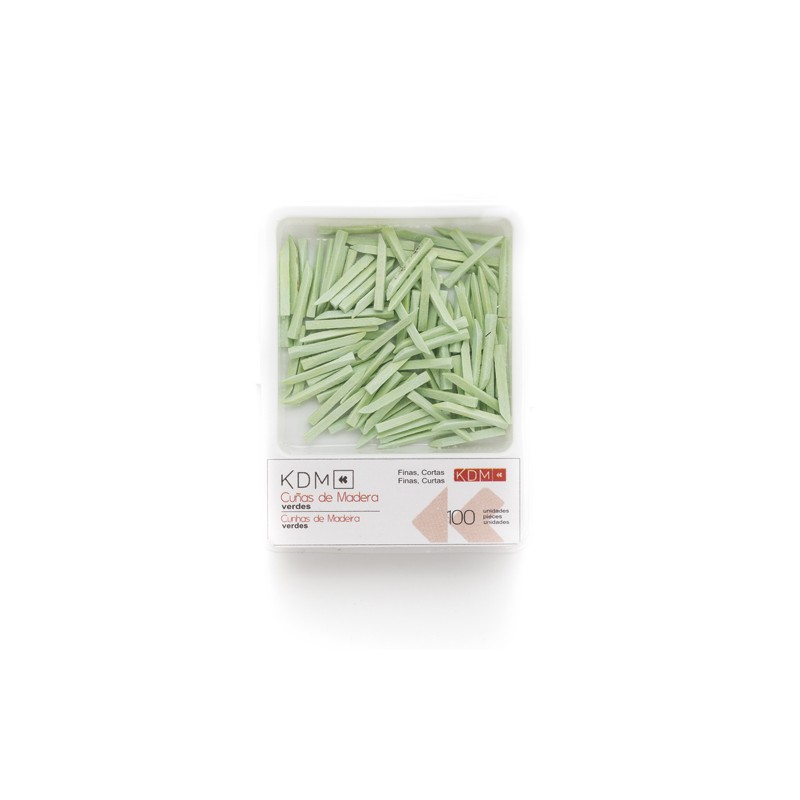 CUÑAS KDM madera cortas delgadas verdes 100ud