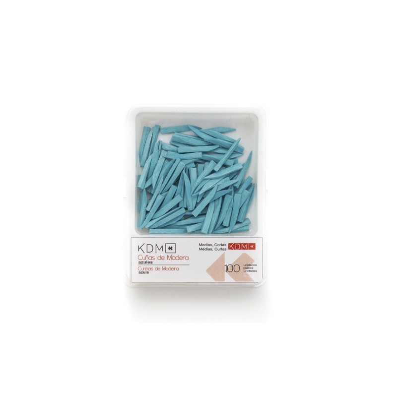 CUÑAS KDM madera cortas medianas azules 100ud