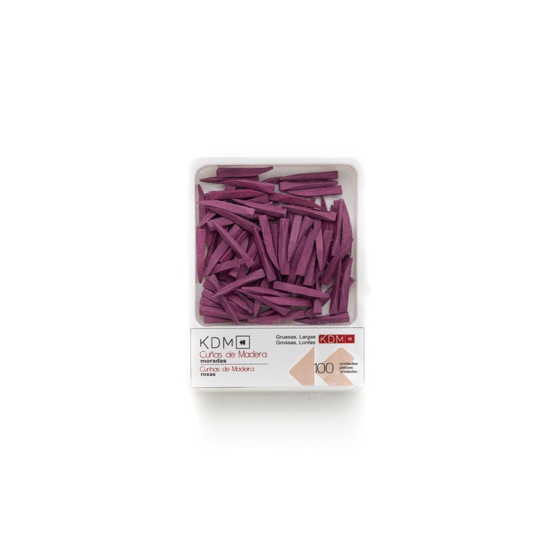 CUÑAS KDM madera largas finas moradas 100 ud