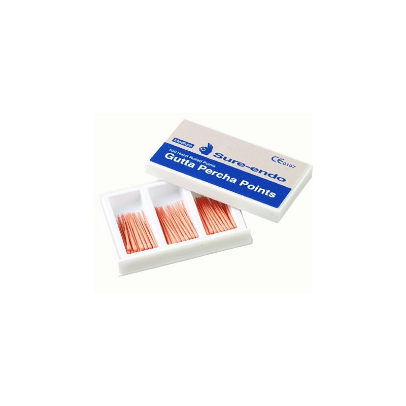 PUNTAS GUTTAPERCHA SURE DENT pirata fina 100 ud