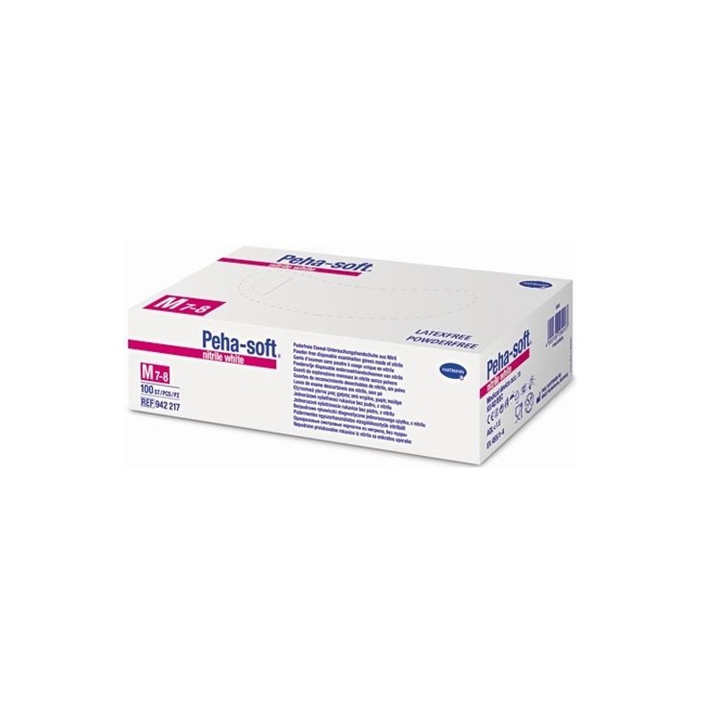 GUANTES PEHA SOFT HARTMANN nitrilo blancos esteril M 50 ud