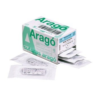 SUTURA ARAGO TC16 4/0 seda 1/2 circulo tri. (26mm) 12 ud