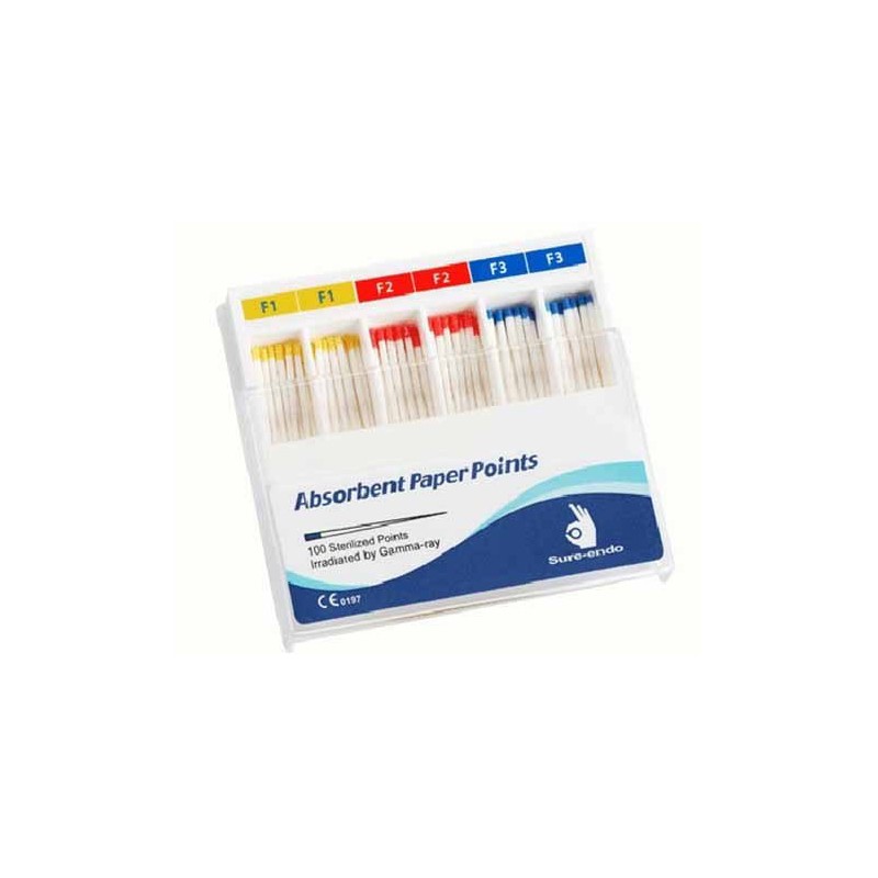 PUNTAS PAPEL SURE DENT F1/F2/F3 protaper surtida 100 ud