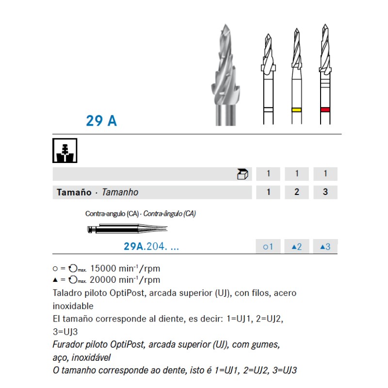OPTIPOST KOMET fresa piloto 29A.204.2 esteril