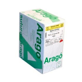 SUTURA ARAGO TB12 6/0 nylon 3/8 circulo tri. (16mm) 36 ud