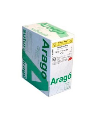 SUTURA ARAGO TB12 6/0 nylon 3/8 circulo tri. (16mm) 36 ud