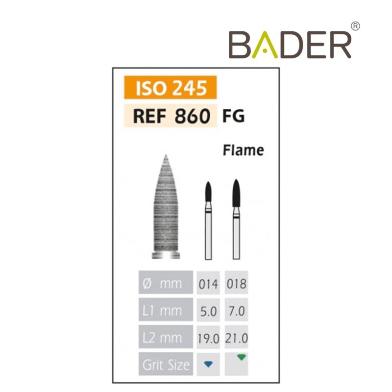 Fresas Diamante FG ISO 860-314-534-018 Verde BADER