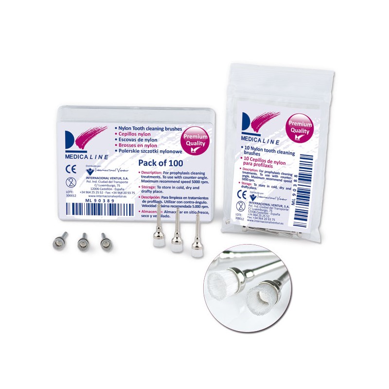 CEPILLOS PROFILAXIS NYLON TRANSPARENTES 100u.