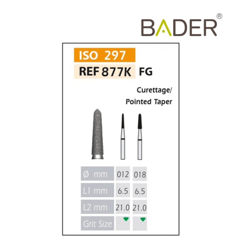 Fresas Diamante FG ISO 877K-314-534-012 Verde BADER