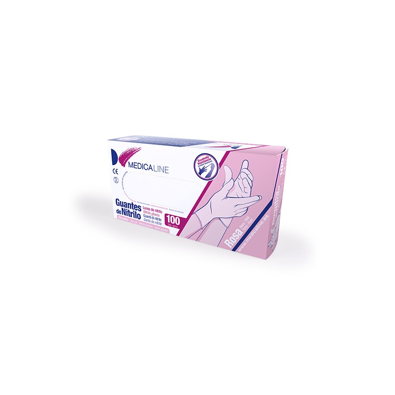 GUANTES NITRILO S/P ROSA GRANDES 100u