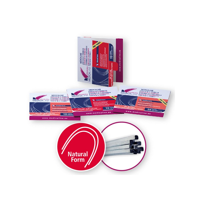 Arco ML NiTi térmico rect inf 18x25 Nat. form 10u.
