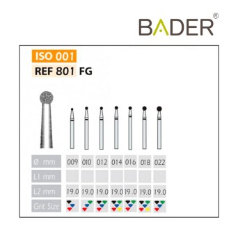 Fresas Diamante FG ISO 801-314-514-018 Rojo BADER