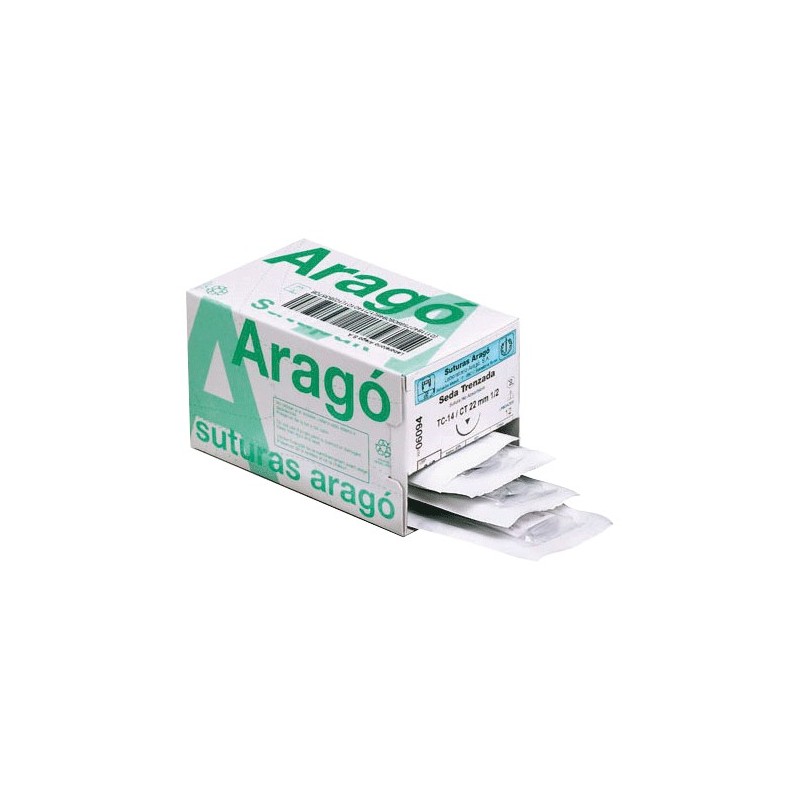 SUTURA ARAGO C14 3/0 seda cilindrica 12 ud