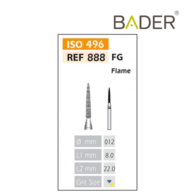 Fresas Diamante FG ISO 888-314-504-012 Amarillo Bader