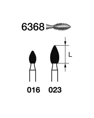 6368.314.016  KOMET FRESA DIAMANTE BALON RUGBY TURBINA ø 016 GRANO GRUESO 5 ud.