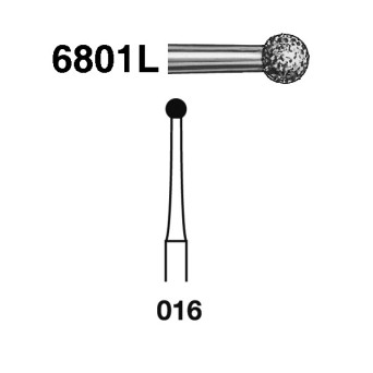 6801L.314.016  KOMET FRESA DIAMANTE BOLA TURBINA ø 016 GRANO GRUESO 5 ud.