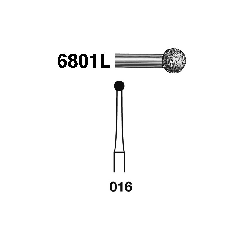 6801L.314.016  KOMET FRESA DIAMANTE BOLA TURBINA ø 016 GRANO GRUESO 5 ud.