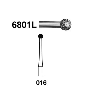 6801L.314.016  KOMET FRESA DIAMANTE BOLA TURBINA ø 016 GRANO GRUESO 5 ud.