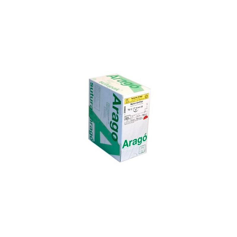 SUTURA ARAGO TB15 4/0 nylon 3/8 circulo tri. (19mm) 36 ud