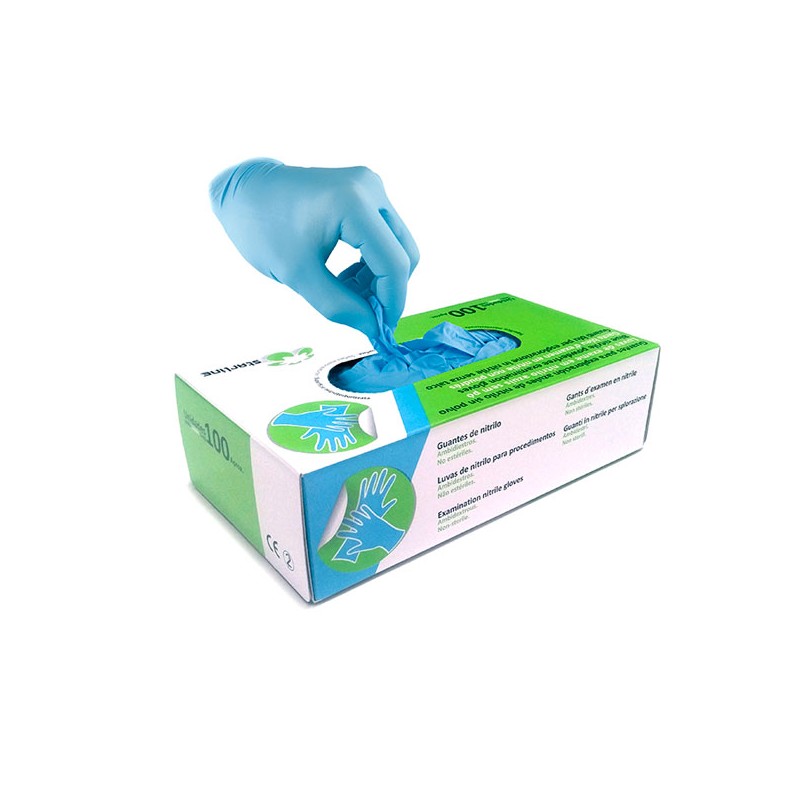 GUANTES NITRILO AZUL PEQUEÑOS 100u