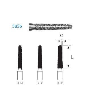5856.314.018  KOMET FRESA DIAMANTE CONICA REDONDEADA TURBINA ø 018 GRANO SUPER GRUESO 5 ud.