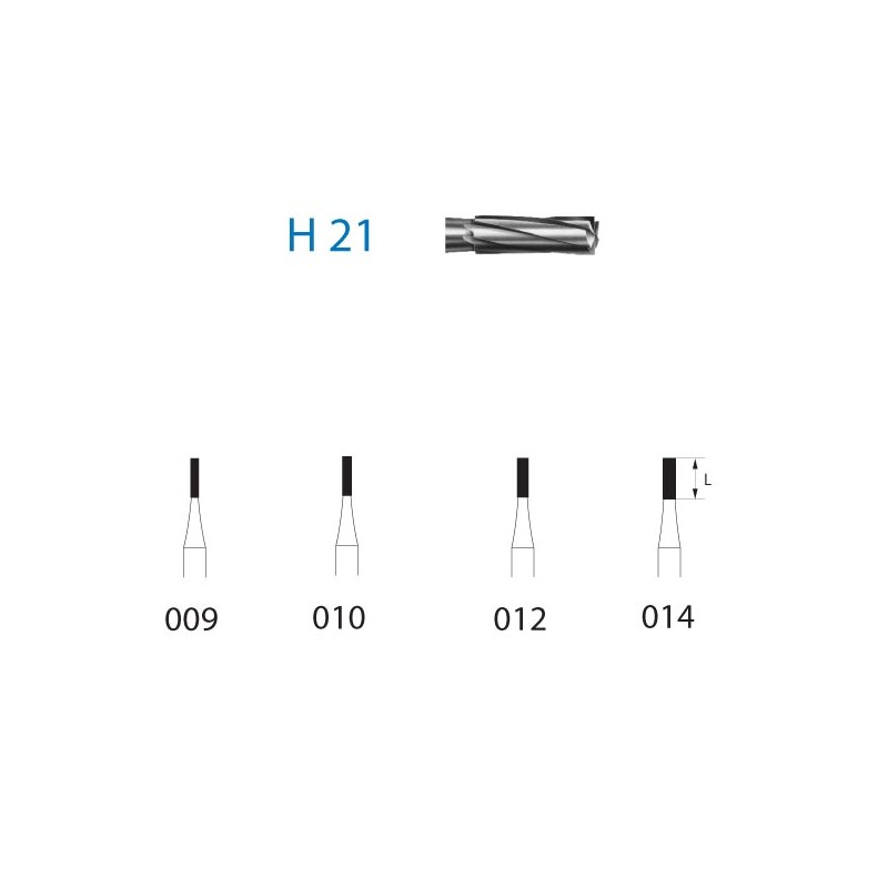 H21L.314.012  KOMET FRESA C. TUNGSTENO CILINDRICA LARGA TURBINA ø 012  5 ud.