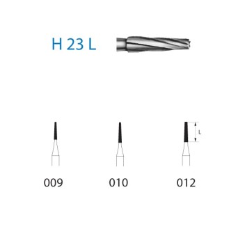 H23L.314.009  KOMET FRESA C. TUNGSTENO CONICA REDONDEADA TURBINA ø 009  5 ud.
