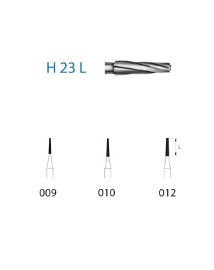 H23L.314.012  KOMET FRESA C. TUNGSTENO CONICA REDONDEADA TURBINA ø 012  5 ud.