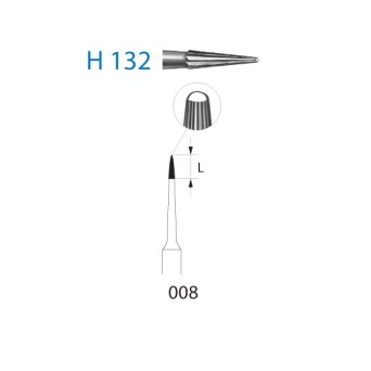H132.314.008  KOMET FRESA C. TUNGSTENO LANZA TURBINA ø 008  5 ud.