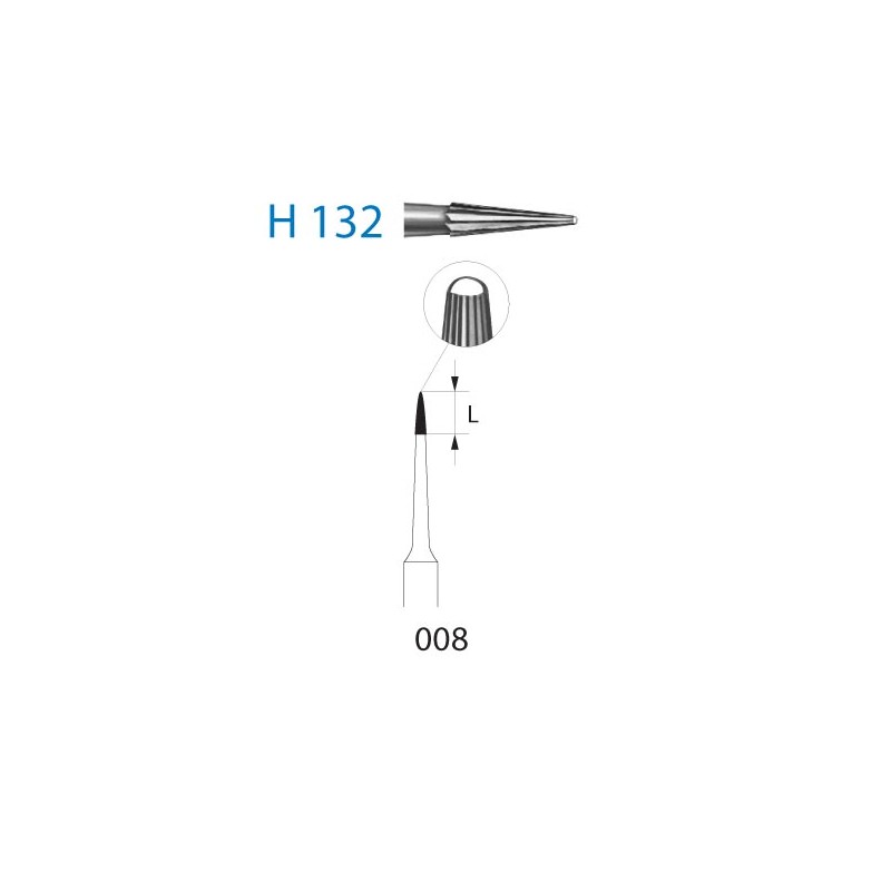 H132.314.008  KOMET FRESA C. TUNGSTENO LANZA TURBINA ø 008  5 ud.