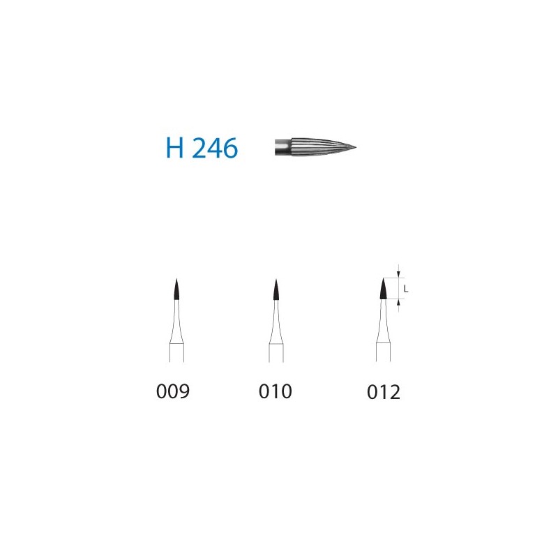 H246.314.009 KOMET FRESA C. TUNGSTENO AGUJA TURBINA ø 009 - 5uds