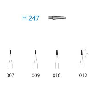 H247.314.009  KOMET FRESA C. TUNGSTENO CONICA REDONDEADA TURBINA ø 009  5 ud.