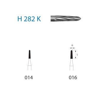 H282K.314.016  KOMET FRESA C. TUNGSTENO TORPEDO TURBINA ø 016  5 ud.