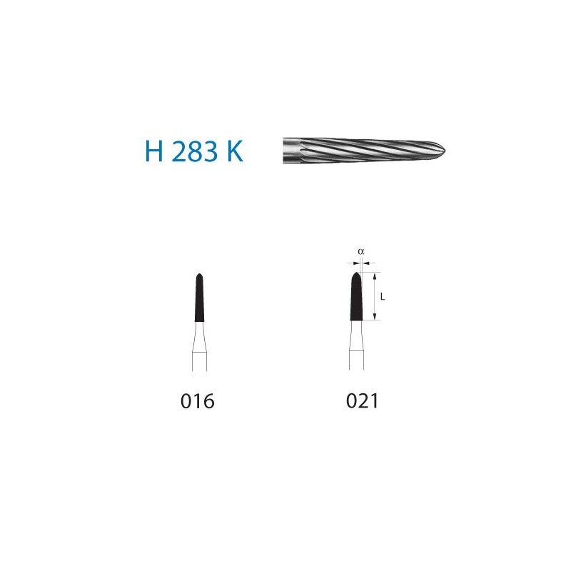 H283K.314.016  KOMET FRESA C. TUNGSTENO TORPEDO TURBINA ø 016  5 ud.