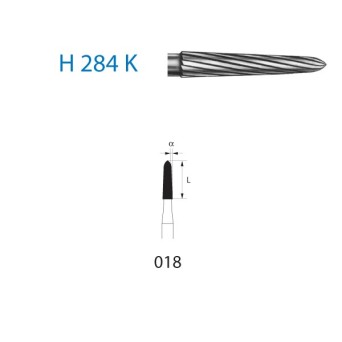H284K.314.018  KOMET FRESA C. TUNGSTENO TORPEDO TURBINA ø 018  5 ud.