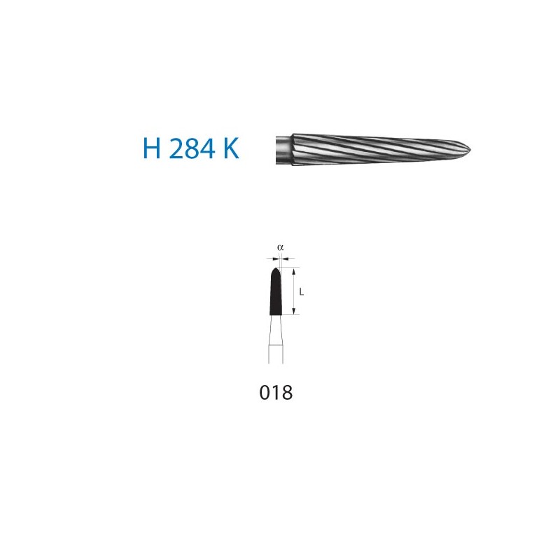 H284K.314.018  KOMET FRESA C. TUNGSTENO TORPEDO TURBINA ø 018  5 ud.