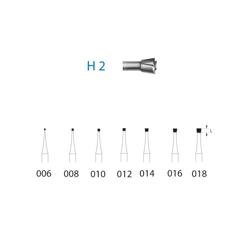 H2.204.016  KOMET FRESA C. TUNGSTENO CONO INVERTIDO CONTRAANGULO ø 016  5 ud.