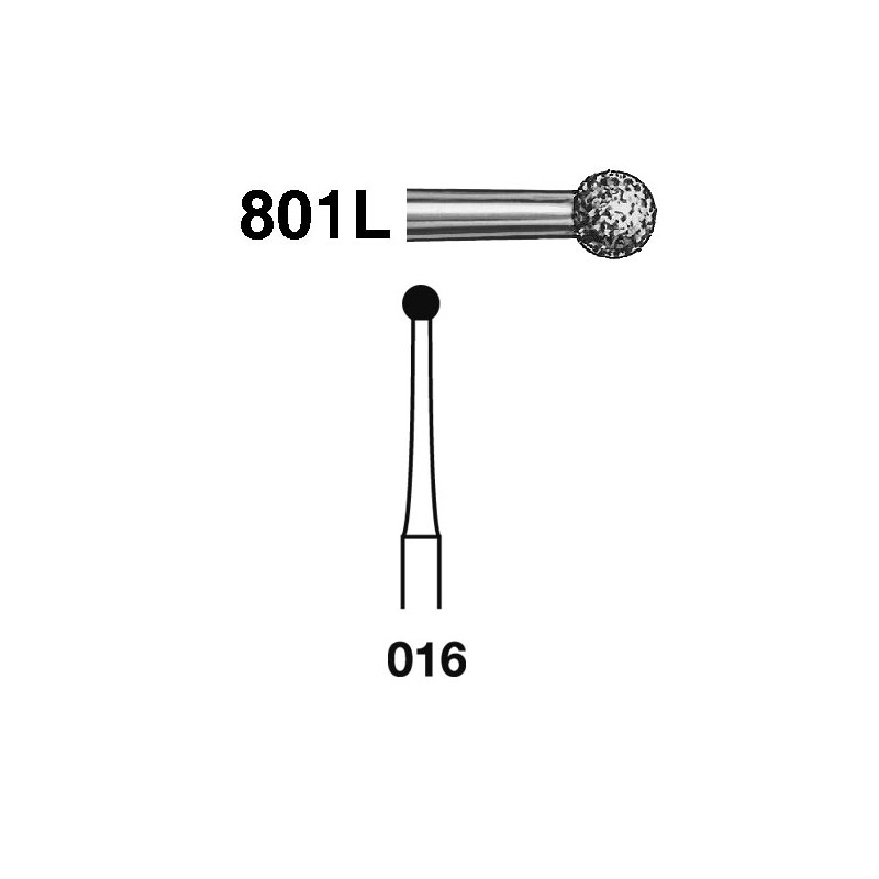 801L.314.016  KOMET FRESA DIAMANTE BOLA TURBINA ø 016 GRANO ESTANDAR 5 ud.