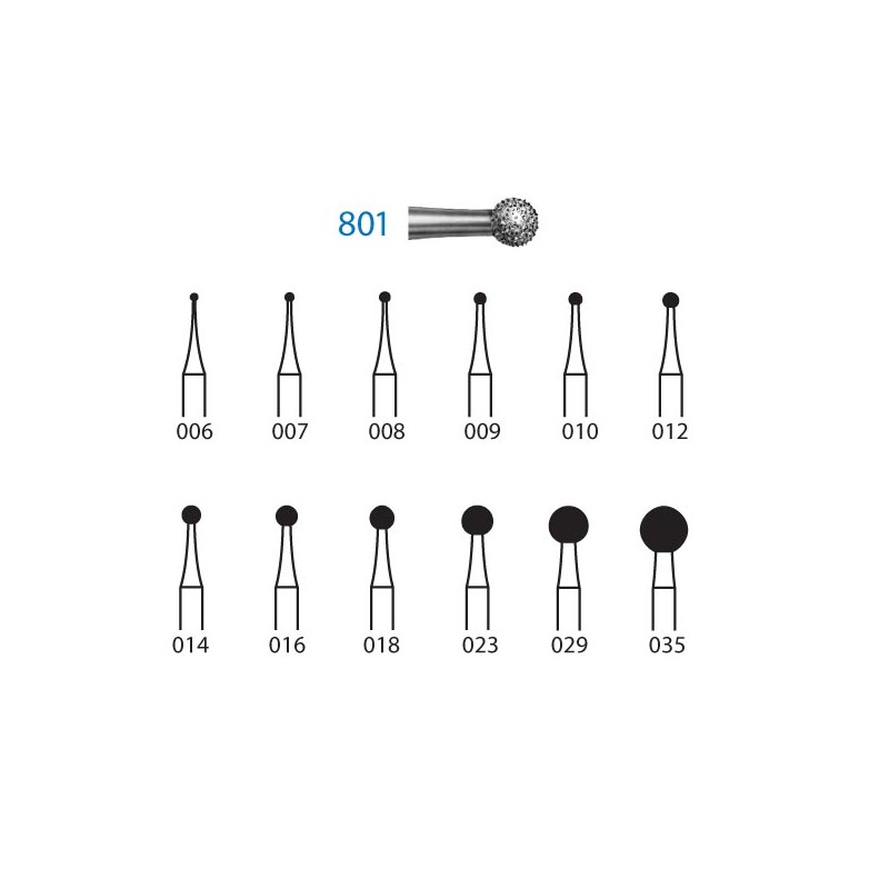 801.314.014  KOMET FRESA DIAMANTE BOLA TURBINA ø 014 GRANO ESTANDAR 5 ud.