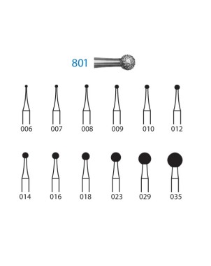 801.314.016  KOMET FRESA DIAMANTE BOLA TURBINA ø 016 GRANO ESTANDAR 5 ud.