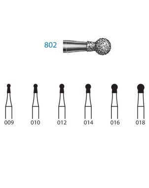 802.314.016  KOMET FRESA DIAMANTE BOLA TURBINA ø 016 GRANO ESTANDAR 5 ud.