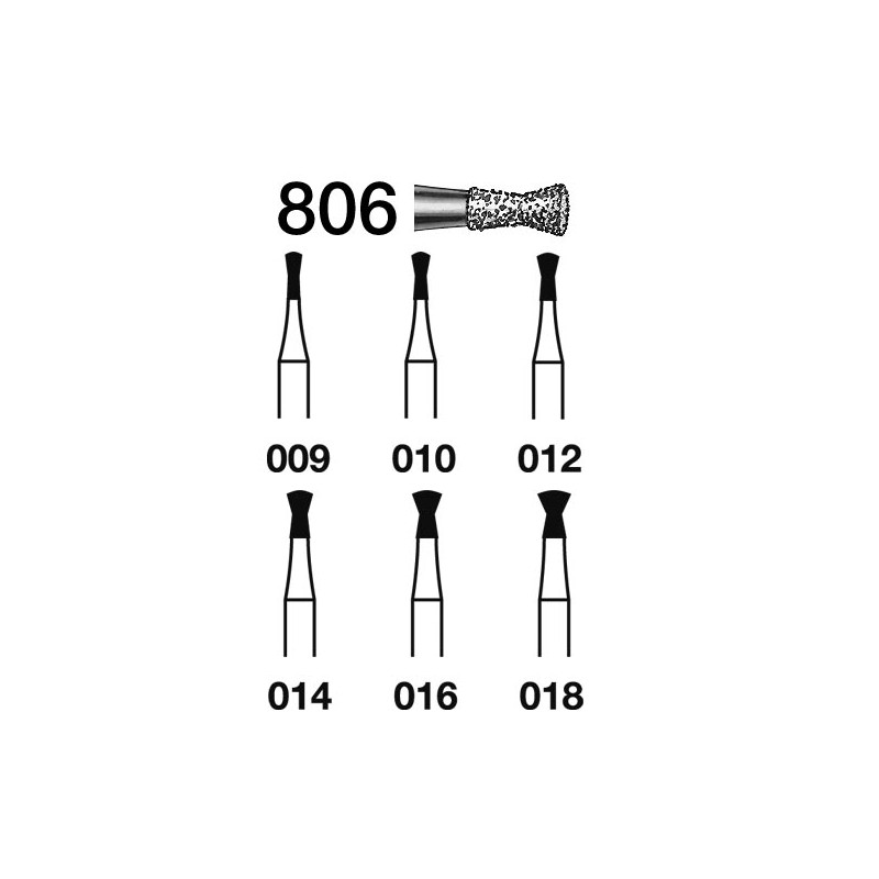 806.314.012  KOMET FRESA DIAMANTE DIÁBOLO TURBINA ø 012 GRANO ESTANDAR 5 ud.