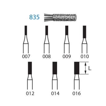 835.314.012  KOMET FRESA DIAMANTE CILINDRICA TURBINA ø 012 GRANO ESTANDAR 5 ud.