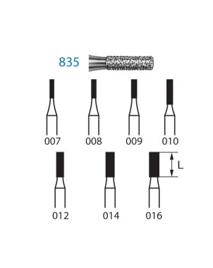 835.314.012  KOMET FRESA DIAMANTE CILINDRICA TURBINA ø 012 GRANO ESTANDAR 5 ud.