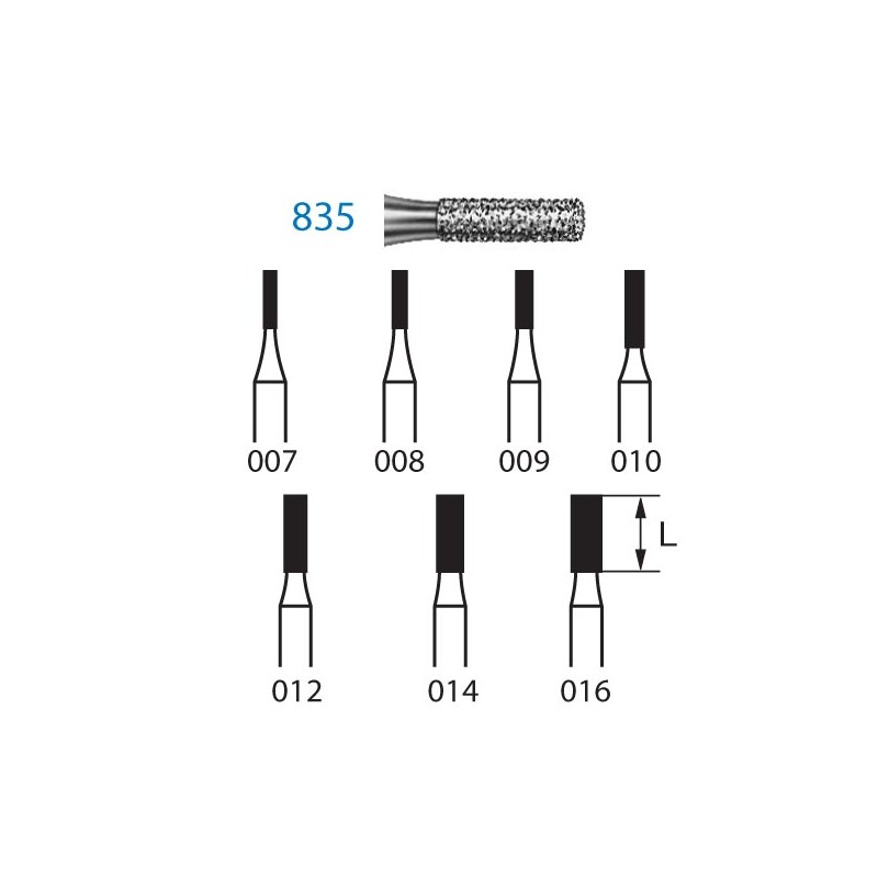 835.314.014  KOMET FRESA DIAMANTE CILINDRICA TURBINA ø 014 GRANO ESTANDAR 5 ud.