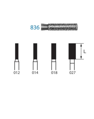 836.314.012  KOMET FRESA DIAMANTE CILINDRICA TURBINA ø 012 GRANO ESTANDAR 5 ud.
